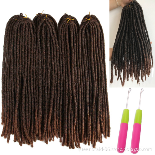 Synthetic Braiding Hair Extensions Dreadlocks Ombre Brown Color Soft Straight Faux Locs Crochet Braids Hair For Women